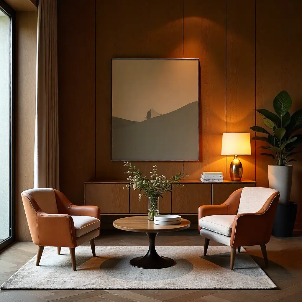 Sophisticated party styling with modern decor and ambient lighting